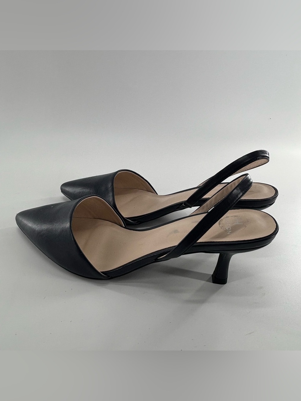 H by Halston Valencia kitten heel slingbacks pointed toe 8.5 navy blue - Picture 6 of 11